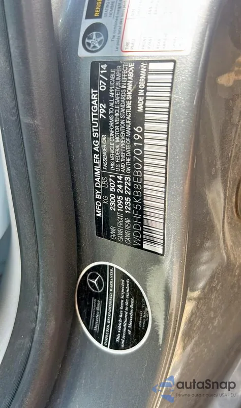 2014 Mercedes-Benz E 350 из США, поврежденный, VIN WDDHF5KB8EB070196